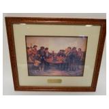 1133	FRAMED PRINT DEPICTING THE CIVIL WAR BY RICHARD MORRIS BROOK *FURLING THE FLAG*, 20 1/2 IN X 17