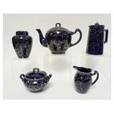 1057	LENOX SILVER OVERLAY OVER COBALT, GROUP OF 5 PIECES FROM TEA SET	150	300	100	PLEASE PAY ATTENTI
