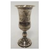1068	STERLING SILVER KIDDISH CUP W/ENGRAVED DECORATIONS, HAS STAR OF DAVID, ETC, 4 1/4 IN HIGH, 1.37