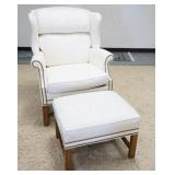 1079	SHERRILL UPHOLSTERED WING CHAIR W/FOOT STOOL W/ BRASS ACCENT TACKING	200	400	100	PLEASE PAY ATT