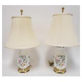 1102	PAIR OF ASIAN STYLE TABLE LAMPS W/ BRASS BASES MARKED CRESCENT. 26 IN H 	75	150	50	PLEASE PAY A