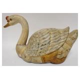 1103	WOODEN CARVED & PAINT DECORATED GOOSE. 16 IN L 9 1/2 IN H 	50	100	25	PLEASE PAY ATTENTION FOR D