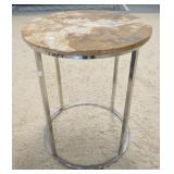 1158	MODERN ROUND STONE TOP TABLE W/ CHROME BASE. 22 IN DIAMETER 27 IN H 	70	150	25	PLEASE PAY ATTEN
