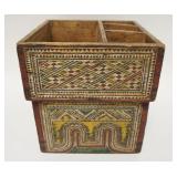 1194	THAI CARVED & PAINT DECORATED WOOD BOX W/DIVIDED COMPARTMENTS AT TOP, 9 IN X 9 IN X 9 1/2 N	50	