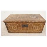 1197	SMALL WOOD DOVETAILED ASIAN CHEST W/MOTHER OF PEARL INLAID DESIGNS, 23 1/4 IN X 11 1/4 IN X 10 