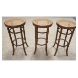 1204	LOT OF 3 BENTWOOD CANE SEAT BAR STOOLS, ONE W/DAMAGED SEAT, 29 1/4 IN HIGH	25	50	10	PLEASE PAY 