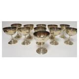 1217	GROUP OF 11 SILVER PLATE GOBLETS MARKED THE RALEIGH UNDERNEATH, 6 3/4 IN HIGH, 5 1/4 IN ROUND	5
