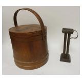 1231	2 PIECE COUNTRY LOT, 6 PART CANDLE MOLD & WOOD FIRKIN BUCKET STAMPED WILDER P CLARK	50	100	25	P
