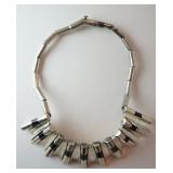 1243	OUTSTANDING STERLING SILVER AND BLACK ONYX NECKLACE. MARKED 925 MEXICO AND OTHER MARKINGS INCLU