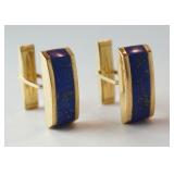 1248	BLUE AGATE STONE CUFF LINKS MARKED 18K. APPROXIMATELY 9.6 DWT WITH STONES	250	500	100	PLEASE PA