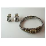 1252	JOHN HARDY STERLING SILVER CABLE CHAIN BRACELET WITH DIFFERENT COLORED STONES MARKED 925, APPRO