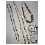 1272	CRYSTAL AND GOLD CHAIN NECKLACE MARKED *FF*, FRANCESCA ROMANA BRACELET WITH BAG MISSING 1 STONE