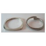 1273	STERLING BANGLE BRACELET MARKED MEXICO REVEN 278 AND UNMARKED/UNTESTED WRAP BRACELET	25	50	10	P