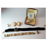 1280	LOT OF CAMEO JEWELRY INCLUDING WEDGWOOD EARRINGS AND PIN, BLACK CAMEO CHOKER, 3 PINS, RING AND 