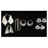 1009	6 PAIRS STERLING SILVER EARRINGS, TOTAL APPROXIMATE WEIGHT INCLUDING STONES 1.325 OZT