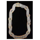 1014	VINTAGE 84 NU STERLING SILVER, ENAMEL CHARM NECKLACE, APPROXIMATELY 18 IN LONG. WEIGHT INCLUDIN