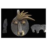 1015	DESIGNER MIXED METAL FACE PENDANT BASE MADE FROM A SILVER PLATE UTENSIL, STERLING SILVER ZEBRA 