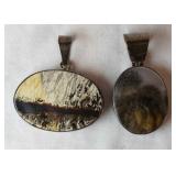 1032	2 NATIVE AMERICAN PENDANTS, 1 MARKED CHARLES ALBERT 925 STERLING SILVER  WITH A STONE AND 1 UNM