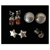 1033	4 PAIRS STERLING SILVER EARRINGS, STAR EARRINGS MARKED CAROLEE 925, KNOTS MARKED BEAU 925, DISC