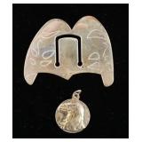 1039	TIFFANY & CO STERLING SILVER BOOKMARK AND EAGLE PENDANT. APPROXIMATE WEIGHT .578