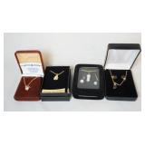 1076	LOT OF TWO NECKLACES, ONE WITH AN OPAL PENDANT & ONE W/ A CUBIC ZIRCONIA PENDANT & TWO SETS INC