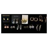 1079	LOT OF 12 PAIRS OF EARRINGS INCLUDING A NADRI PAIR FROM NORDSTROM ON ORIGINAL CARD. AS FOUND. 