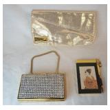 1086	LOT INCLUDING A THIERRY MUGLER CLUTCH, A COMPACT PURSE & A NOTEPAD W/ A GIESHA GIRL DEPICTED ON