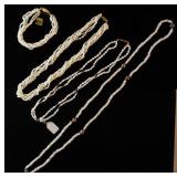 1093	LOT OF THREE SEED PEARL TYPE NECKLACES & BRACELET