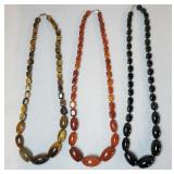 1099	LOT OF THREE BEADED NECKLACES W/ STERLING SILVER CLASPS 