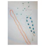 1100	LOT OF JEWELRY INCLUDING THREE NECKLACES, ALL HAVE STERLING SILVER CLASP/CHAINS & THREE MATCHIN