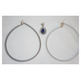 1103	LOT INCLUDING TWO NECKLACES & A STERLING SILVER PENDANT, BOTH NECKLACES HAVE STERLING SILVER CL
