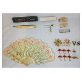 1104	LOT OF MISCELANIOUS VINTAGE ITEMS INCLUDING A FAN, A GERMAN MADE DANTE RAZOR IN ORIGINAL CASE, 