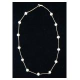 1105	14K GOLD & PEARL NECKLACE. NECKLACE IS MARKED JCM 14K & IS APP. 16 IN L 