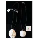 1145	LOT OF TWO M+M SCOGNAMIGLIO CAMEO NECKLACES, BOTH HAVE STERLING SILVER CLASPS. LARGEST CAMEO IS
