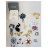 1166	LOT OF 18 BROOCH PINS, INCLUDING ONE BY FIRST ISSUE IN ORIGINAL BOX