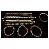 1193	LOT OF TEN BRACELETS. ONE IS MARKED FRANCE. AS FOUND. 