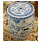1004	ASIAN BLUE & WHITE GARDEN SEAT, 17 1/2 IN HIGH, 11 1/2 IN TOP DIAMETER