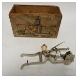 1006	ANTIQUE SEWING MACHINE W/ORIGINAL WOODEN BOX, BOX HAS DETAILED OPERATING INSTRUCTIONS, 8 IN LON
