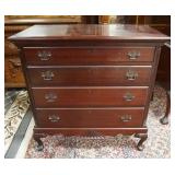 1012	MAHOGANY 4 DRAWER CHEST, HAS REEDED 1/4 COLUMNS, 37 1/2 IN WIDE X 38 IN HIGH