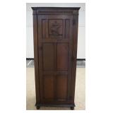 1029	OAK ONE DOOR WARDROBE W/SHIP CARVING, 29 1/2 IN WIDE X 71 IN HIGH