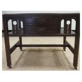 1030	MISSION OAK DESK W/BOOKSHELF SIDES, 2 DRAWERS, 38 IN X 26 IN X 30 1/2 IN HIGH
