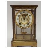 1033	ANSONIA CRYSTAL REGULATOR CLOCK, GLASS PANELS ARE BEVELED, OPEN ESCAPEMENT, 6 1/2 IN X 5 1/4 IN