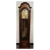 1045	COLONIAL TALL CASE CLOCK W/MOON DIAL, HANDS ARE MISSING, FRONT GLASS DOOR BEVELED, 21 IN WIDE X