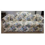 1056	DREXEL HERITAGE FLORAL UPHOLSTERED SOFA, SOME STAINING, APPROXIMATELY 85 IN WIDE