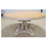 1058	CARVED PEDESTAL TABLE-BASE PAINTED WHITE, 60 IN DIAMETER, 29 3/4 IN HIGH