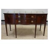 1063	HENKEL HARRIS VIRGINIA GALLERIES SIDEBOARD, HAS BRASS GALLERY, SERPENTINE FRONT & BELLFLOWER IN