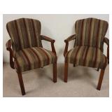1067	PAIR OF HICKORY CHAIR CO UPHOLSTERED ARM CHAIRS, 26 IN WIDE X 37 IN HIGH