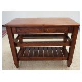 1068	2 DRAWER TABLE W/WINE RACK BASE, 48 IN X 24 IN X 37 IN HIGH