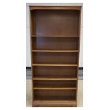 1074	ETHAN ALLEN 6 TIER OPEN SHELF, SHELVES HAVE PLATE GROOVES, 36 IN WIDE X 78 IN HIGH X 10 IN DEEP