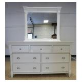 1082	MAGNUSSEN 7 DRAWER LOW CHEST W/MIRROR, MIRROR IS BEVELED, CHEST IS 64 IN WIDE X 37 1/4 IN HIGH,
